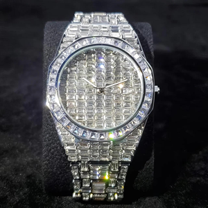 Reloj de Diamantes Cultivados en Laboratorio DEF de Alta Calidad, Diamantes Incoloros, Estilo Hip Hop - Product Image 3