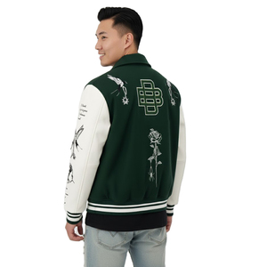 Veste universitaire verte et blanche pour homme, logo brodé, motif papillon, col rabattu, tenue décontractée d'automne, OEM - Product Image 6