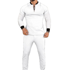 Men's Black Full Sleeve Half-Zip Sports Suit <b>Quick</b> Dry Solid Color Autumn Sporty Fit Regular Length Tracksuit - Product Image 2