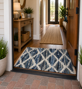 Tapis à poils ras en polypropylène et laine à prix réduit et tapis tissés lavables pour pique-nique à la plage et idéaux pour l'entrée. - Product Image 1