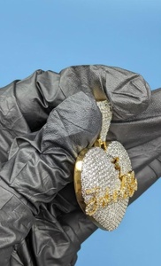 Colgante de corazón de plata de ley 925 bicolor con moissanita, pasa la prueba del diamante, colgante con nombre personalizado, estilo Hip Hop y Rapper - Product Image 5