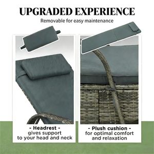 Sedia Lounge da Esterno in Rattan Nero con Schienale per Cortile - Product Image 2