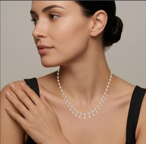 Collar de tenis con diamantes cultivados en laboratorio de 23.26 CTW, corte rombo y cometa, en oro blanco de 9K - Product Image 1