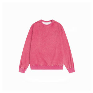 Sudadera Oversize de Cuello Redondo, Color Rosa Sólido, Tejida, Unisex, Largo Regular, Estilo Otoñal - Product Image 1