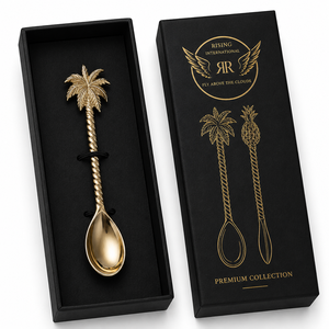 Cuchara de Café Dorada con Asa de Estilo Botánico, en Caja de Regalo de Lujo, de Latón Premium, Resistente al Calor y Apta para Lavavajillas, Cuchara para Postre - Product Image 6