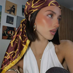 Women Spring Summer <b>Square</b> <b>Scarf</b> 90*90cm Satin <b>Silk</b> <b>Scarves</b> Headscarf Female Foulard Beach Bandana Ladies Neckerchief Hair band - Product Image 4