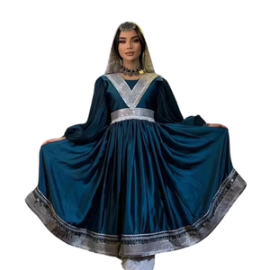 Robe afghane décontractée pour femmes, respirante, écologique, anti-rides, avec dentelle, fermeture éclair, couleur unie, longueur maxi, robes naturelles - Product Image 6