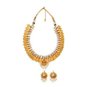 Gold Plated Traditional Kasu Mala Necklace Set-Trendy Coin Pattern Bridal Jewelry for Wedding Nova Mart - Product Image 2