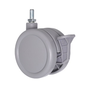 Twin Wheel Caster 75mm Nylon Swivel Rigid <b>Threaded</b> Stem Mounting for Furniture - Product Image 1