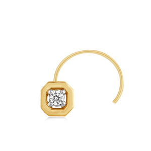 Flower Shape Lab Grown <b>Diamond</b> <b>Nose</b> Pin 14K Gold Plated Luxury <b>Stud</b> Women's Everyday Wear Claw Setting Round Brilliant Cut - Product Image 1