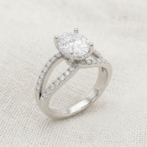 925 Sterling Silver Classic Lab Grown Moissanite Engagement <b>Ring</b> Rhodium Plated Oval Cut Bridal Band <b>Split</b> Shank Wedding Jewelry - Product Image 3