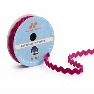 Ruban en velours ric-rac rose foncé de 15 mm pour accessoires de ballet, mode poupée, cadeaux de fête, bordures de scrapbooking, stylisation de cadeaux, export en gros - Product Image 1