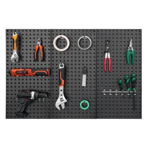 Heavy Duty Steel 24\" X 12\" Metal Pegboard Panels 3-Panel Wall <b>Storage</b> Organizer for Living Room <b>Tool</b> <b>Storage</b> Peg Board Wall - Product Image 1