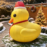 Anatra Gonfiabile Gigante 3M per Natale, Gialla con Cappello da Babbo Natale, Luci LED Integrate e Ventilatore, Decorazioni da Esterno in Tessuto Oxford