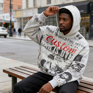 Sudadera con Capucha para Hombre, Estilo Urbano, Premium, OEM, Diseño Personalizado, Blanca, de Alta Calidad, Estilo Vintage, Desgastada, Corte Cuadrado, 400 GSM, Gruesa - Product Image 2