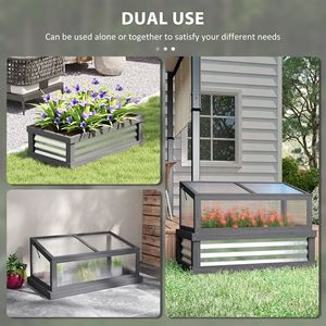 Fioriera in Legno Grigio 104 cm x 57 cm x 71,75 cm, Kit Orto Rialzato con Serra a Muro (Cold Frame) Alta 71,75 cm - Product Image 4