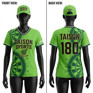 Womens Green Black Darts Jersey 180 GSM Breathable Interlock <b>Polyester</b> Sublimation Print Custom Team Logo <b>Shirt</b> Uniforms - Product Image 1