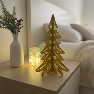 Golden Metal Christmas <b>Tree</b> Decor Foldable Standing Indoor Holiday Decoration Pine Shape <b>with</b> Cutout Patterns From India - Product Image 2