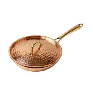 Sartén de Cobre Martillado de Lujo Antiadherente con Tapa y Asa Dorada, Juego de Utensilios de Cocina para el Hogar y Restaurantes - Product Image 1