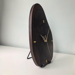 Unique Walnut Wood Clock – Handmade Sculptural <b>Table</b> & Wall Clock, One of a Kind Natural Edge Wooden Clock, Modern Rustic Home D - Product Image 2