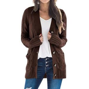 Mejor Oferta al por Mayor de Fábrica: Cárdigan de Invierno para Mujer de Manga Larga, Suéter de Punto Personalizado con Cuello en V, Suéteres de Tallas Grandes para Mujer - Product Image 5