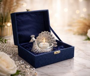 Indian German Crystal Peacock Diya <b>Tealight</b> Candle <b>Holder</b> Eco-Friendly Durable Luxury Box Home Decor Wedding Christmas Festive - Product Image 3