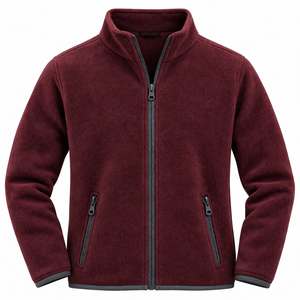 Custom Burgundy Maroon Full Zip Worsted Bomber Jacket Men Stand Collar Warm Casual Autumn <b>Thermal</b> Tactical Hooded Windproof - Product Image 1