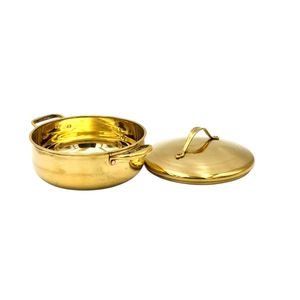 Casserole en laiton de luxe artisanale de qualité supérieure, 10,5 pouces, robuste, avec poignées et couvercle, design élégant et épais, laiton véritable de Thaïlande - Product Image 3