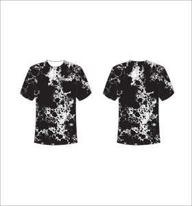 Camiseta Deportiva Ligera de Manga Corta Sublimada Personalizada con Estampado de Salpicaduras de Pintura Abstracta en Blanco y Negro - Product Image 1
