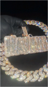 Pendentif Lettre Hip Hop Moissanite Iced Out en Argent 925 VVS Baguette Personnalisé Certifié GRA Unisexe Chaîne Cubaine Plaqué Or pour Fête - Product Image 3