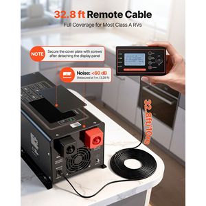 Inverter a Onda Sinusoidale Pura 2000W con Caricabatterie, Display LCD, Telecomando, da DC 12V a AC 120V, Bassa Frequenza, GFCI per Sistemi Elettrici RV - Product Image 5