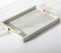 Plateau de service rectangulaire en cuir PU écologique, style ange, avec poignée métallique, taille personnalisée, couleur personnalisée, vente en gros