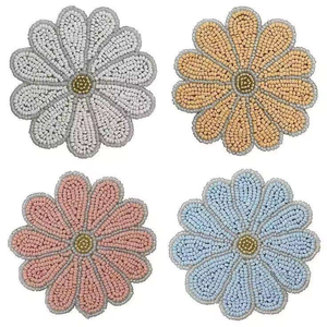 Posavasos de Cuentas de Vidrio Bordados a Mano, para Café, Bebidas, Mesa de Comedor, Decoración para Ocasiones Festivas - Product Image 2