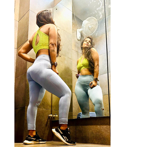 Sujetador deportivo de yoga para mujer 2026, de gran éxito, con soporte medio, de secado rápido, sin costuras, diseño hueco, espalda cruzada, tela transpirable, color liso. - Product Image 5