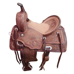 Selle en cuir véritable faite à la main Selle de course Roper Ranch Selle en cuir pour l'équitation avec jeu d'outils à la main en vrac - Product Image 1