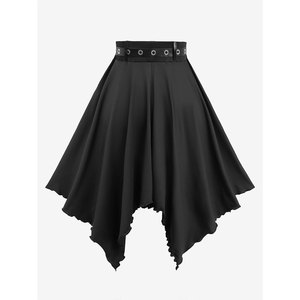Disfraz de cosplay punk gótico con falda de línea A de varias capas y cinturón de PU extraíble - Product Image 2