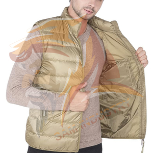 Factory Direct Sale Sleeveless <b>Puffer</b> Men's <b>Jackets</b> 100%Polyester Fabric <b>Light</b> Color Stand Collar Zip Up Men's <b>Puffer</b> Vest - Product Image 3