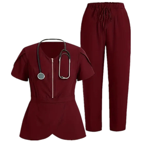 2026 Top Trendy men's Burgundy <b>Hospital</b> <b>Scrub</b> Pants Cotton Polyester Woven Drawstring Waist Uniform Pants - Product Image 1
