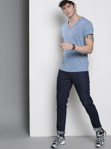 Venta Directa de Fábrica, Camiseta Casual de Manga Corta con Cuello en V para Hombre, 100% Algodón, Corte Regular, Anti-Pilling y de Secado Rápido - Product Image 2