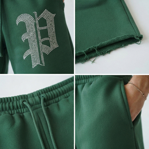 <b>Men's</b> Rhinestone Letter Logo <b>Sweat</b> <b>Shorts</b> Mid Waist Drawstring Casual Cotton <b>Sweat</b> <b>Shorts</b> Distressed Hem <b>Men</b> Long <b>Sweat</b> <b>Shorts</b> - Product Image 6