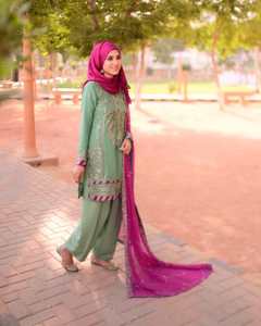 Robe pakistanaise pour femmes, ensemble en tissu lawn par WS Int Casual Regular Lehenga Choli Se - Product Image 4