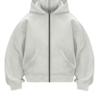 Sweat-shirt à capuche zippé oversize en molleton uni pour homme – Coupe décontractée en coton tricoté pour l'automne