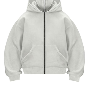 Sweat-shirt à capuche zippé oversize en molleton uni pour homme – Coupe décontractée en coton tricoté pour l'automne - Product Image 5