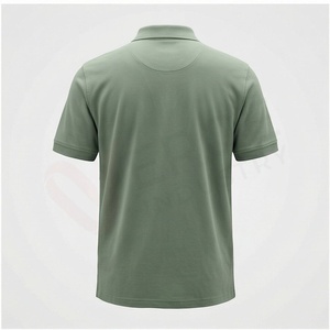 Polo en tricot à manches courtes vert uni pour homme, coupe classique, design boutonné - Product Image 2