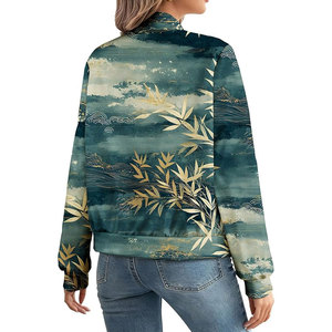 Wholesale Premium <b>Women</b>’s Bomber <b>Jackets</b> Casual Floral Zip-Up Coat <b>Lightweight</b> Fashion Outerwear Wear Bomber <b>Jackets</b> - Product Image 2