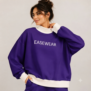 เสื้อสเวตเชิ้ตคอเต่าทรงโอเวอร์ไซส์สำหรับผู้หญิง ผ้าฝ้ายฟลีซ ล้างแบบวินเทจ  ไม่มีลาย  รับสกรีนโลโก้ เสื้อผ้าสตรีทแวร์ - Product Image 1