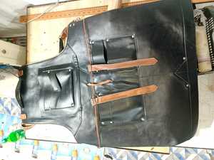 Leather <b>Apron</b> Men Bartender Uniform Restaurant Bar Use Black With Pockets And Tool Straps - Product Image 3