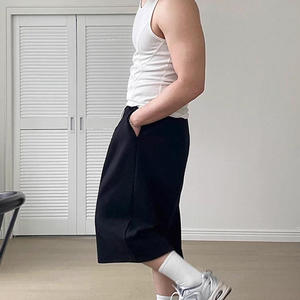 OEM/ODM Hot Selling Casual Mid Waist Baggy Long Shorts 100% Cotton Solid Color Breathable Quick Dry Hip Hop <b>Men</b> - Product Image 3