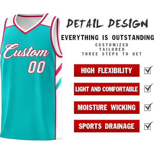 Conjunto de Uniforme de Baloncesto Personalizado con Logotipo del Equipo, Nombre, Número, Impresión por Sublimación, Bordado 3D, 100% Poliéster, Sin Mangas, para Entrenamiento - Product Image 2