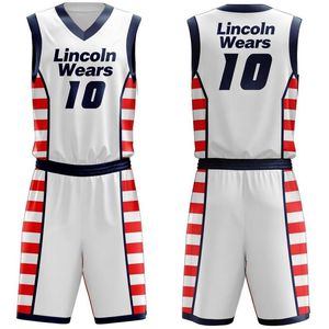 Ensemble d'uniformes de basketball pour hommes, tissu en maille 100% polyester, respirant, séchage rapide, léger, manches courtes, uniforme personnalisable - Product Image 1